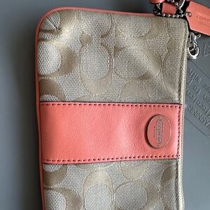 Coach Beige and Coral Wristlet
